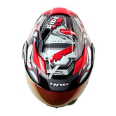 Casco Hro 3400Dv Evo Full Gas Gris Oscuro Rojo Visor Iridium Rojo